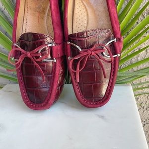 Lauren Ralph Lauren Red Croc-Embossed Loafers